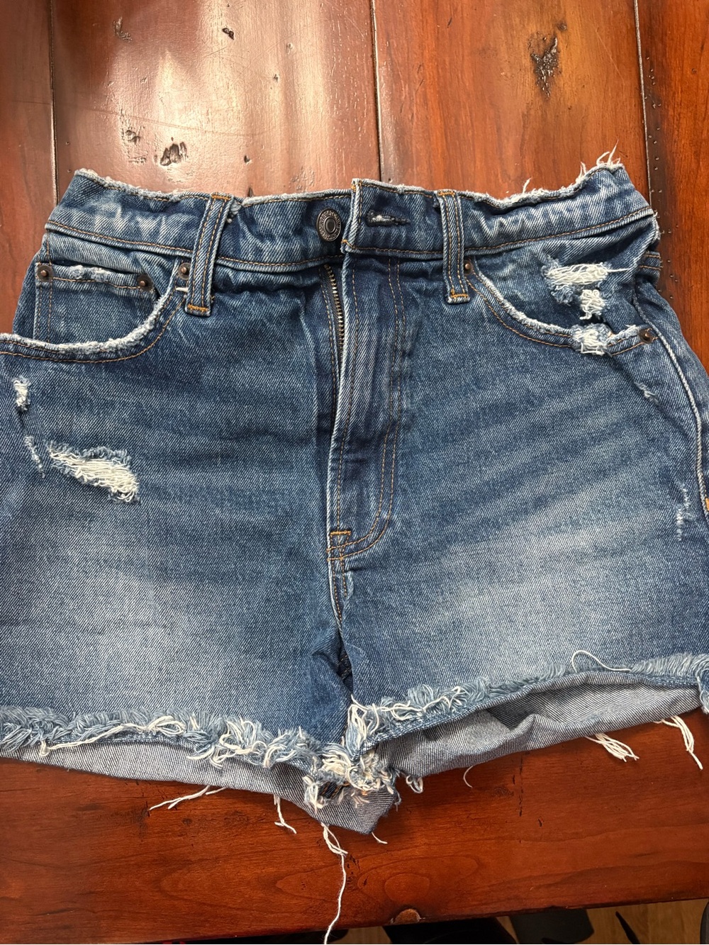 Abercrombie & Fitch Distressed Blue Denim Cutoff Shorts